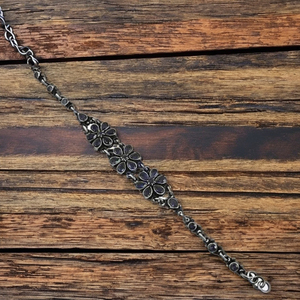 Pulsera de Plata de Ley 925 con Cuentas, Diseño Étnico de Flor con Gema de Amatista Plateada, Súper Cómoda para Uso Diario de Mujer - Product Image 2