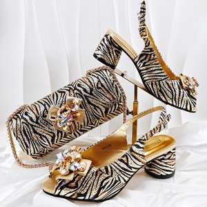 Scarpe Color oro di alta qualità e borse abbinate Clutch Set scarpe africane e <span class=keywords><strong>sandali</strong></span> per grandi occasioni - Product Image 2