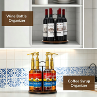 Organisateur rotatif pour sirops de café, capacité de 6 bouteilles, support en bois pour sirops de café pour comptoir, grand support pour bouteilles pour station de bar
