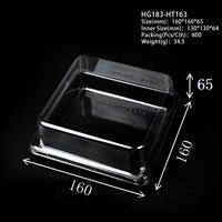 Boîte de rangement alimentaire transparente en PET avec couvercle, boîte d'emballage carrée pour gâteaux de qualité alimentaire, option de gaufrage, couleur transparente + blanche