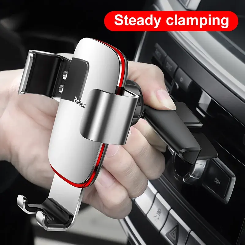 Baseus gravitasi pemegang ponsel mobil pemegang klip ponsel braket berdiri pemegang Slot CD untuk iPhone Samsung