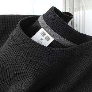 T-shirts thermiques en coton gaufré personnalisés pour hommes, tissu gaufré, tricot surdimensionné, t-shirts thermiques pour hommes - Product Image 5