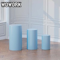 WOWORK Vente en gros de socles cylindriques ronds en métal doré miroir, supports à fleurs pour mariage, tables de desserts pour la décoration de fête