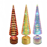 Arbre de Noël en verre LED rotatif avec miroir mosaïque, décoration pour fêtes, mariages et événements à domicile