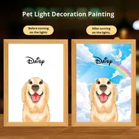 Tableaux lumineux décoratifs pour animaux de compagnie, style anime, en acrylique, sur mesure, peints à la main, avec cadres photo, veilleuses, vente en gros