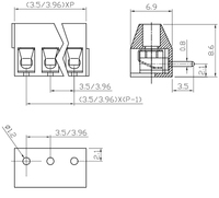 XY350V 교체 KEFA KF350/396-3.5/3.96 300V 10A 나사 유형 와이어 터미널 블록 제조업체 터미널 커넥터