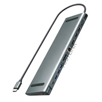 Station d'accueil USB-C 13-en-1 pour ordinateur portable avec triple affichage DP HDMI 4K 60Hz, Ethernet Gigabit et support pour ordinateur portable 100W
