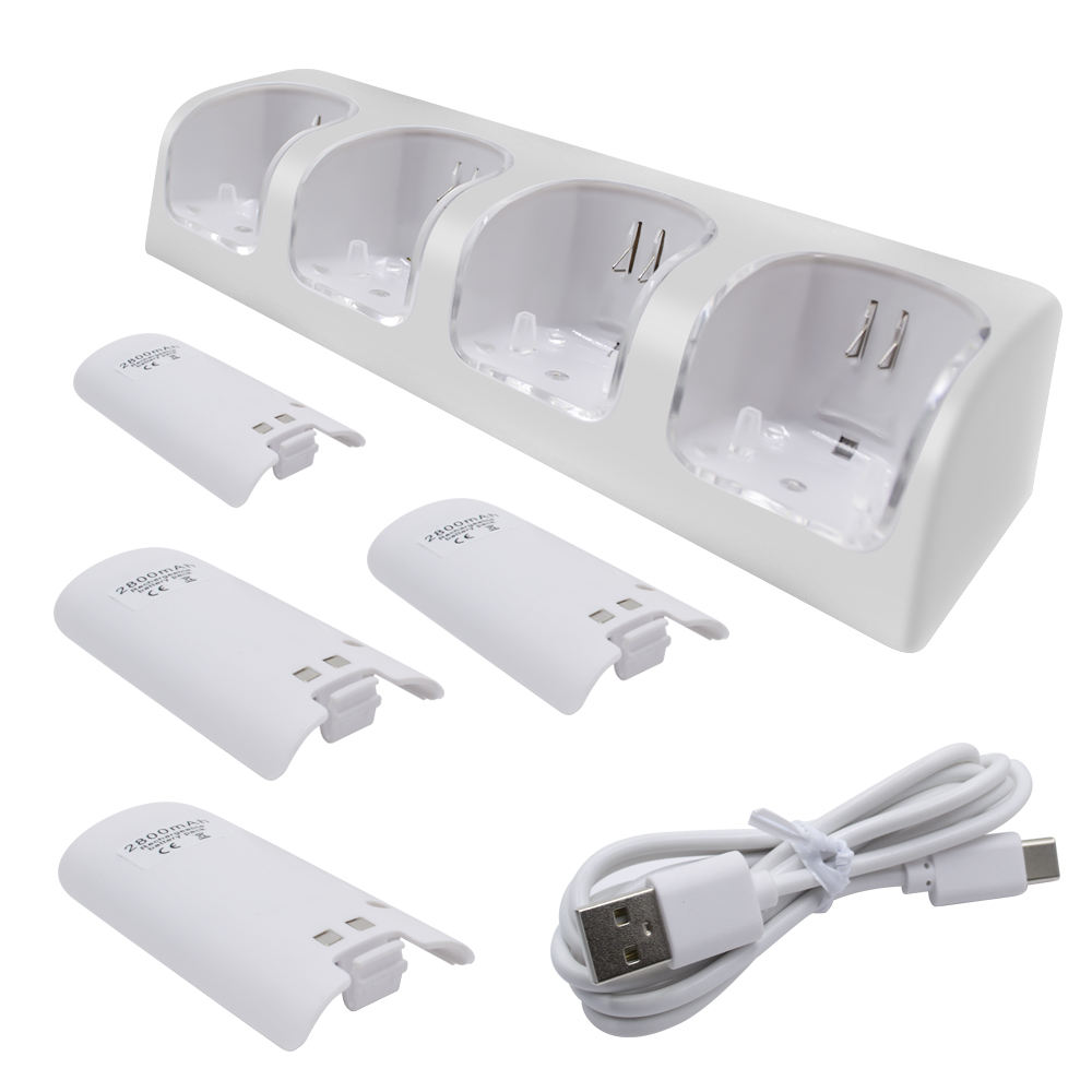 Pour Nintendo Wii avec câble de Charge USB 4 en 1 station de charge pour Nintendo Wii contrôleur batterie Rechargeable