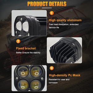 Proyector de lente amarilla OEM, otros accesorios de luz de coche, luces de trabajo cuadradas de 3 pulgadas y 40W para Jeep <span class=keywords><strong>Lada</strong></span> Truck <span class=keywords><strong>4X4</strong></span> 4WD Tractor Motor - Product Image 6