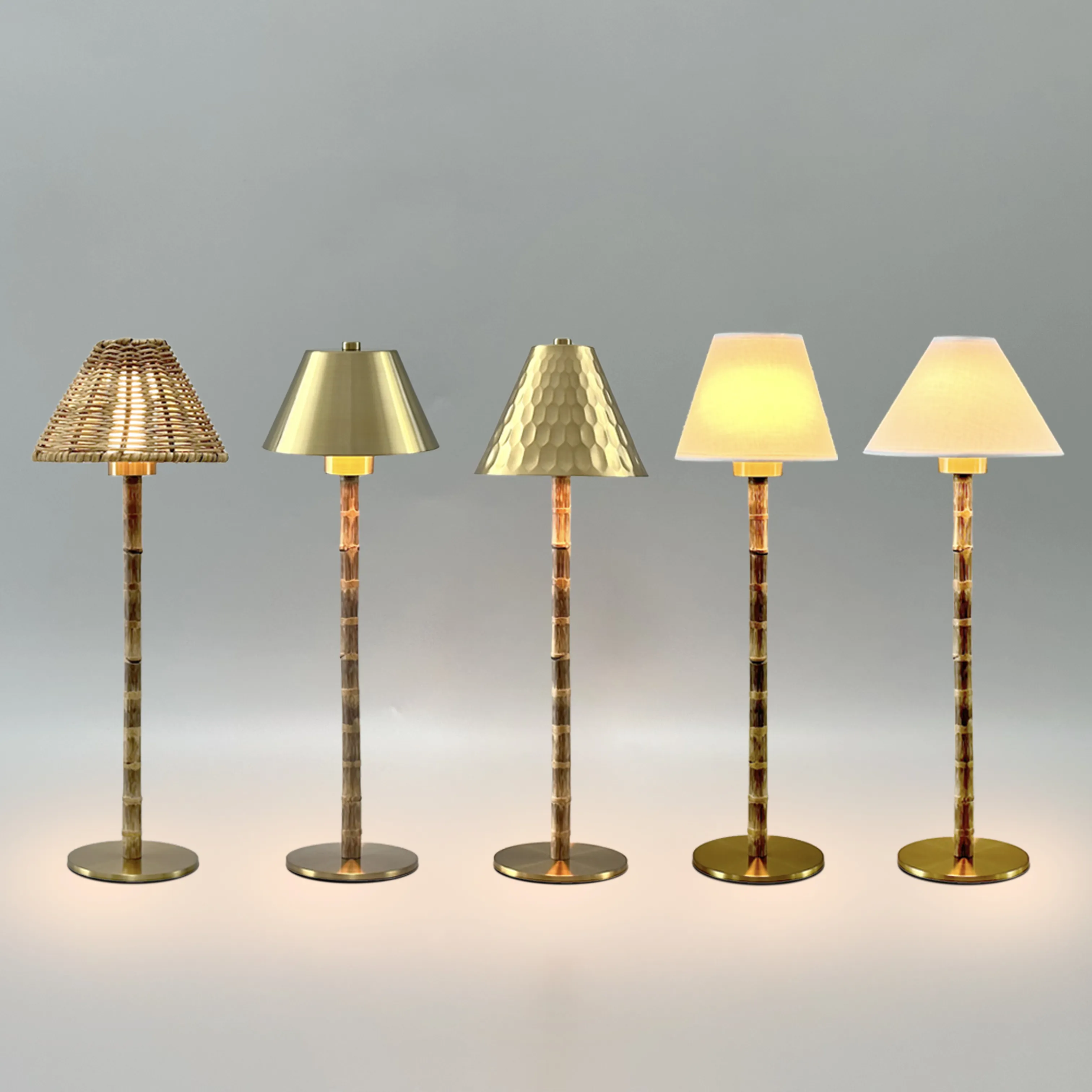 Bamboe Lamp Basis Tafellamp Metalen Kap Is Vervangbaar Licht Touch Draadloze Usb Oplaadbare Tafellamp