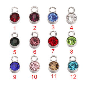 Thép Không Gỉ 12 Birthstone Diamond Cup Mặt Dây Chuyền Birthstone - Product Image 3