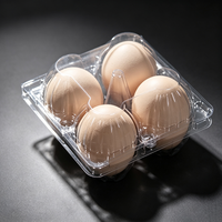 Boîte à œufs en plastique transparent à 4 compartiments, avec couvercle rabattable, jetable et empilable, pour l'emballage des œufs à l'hôtel, au café, à la maison ou pour le petit-déjeuner.