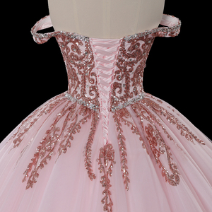 Robes de soirée princesse en dentelle rose avec ceinture pour Quinceañera Jancember HMY02 - Product Image 5