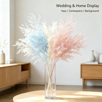 6 Fleurs artificielles en plastique à branches multiples, effet de brume, type herbe de queue de phénix, pour décoration de mariage, allées, salles de réception, hôtels et plafonds de maison