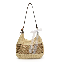 Printemps été sac tissé creux femme fait à la main papier corde filet vacances sac de paille tissage manuel tresse épaule maille sacs de plage