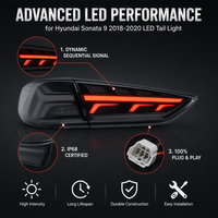 Feu arrière LED séquentiel étanche avec boîtier fumé Sport Upgrade, montage direct, Nafu Auto pour Hyundai Sonata9 18-20