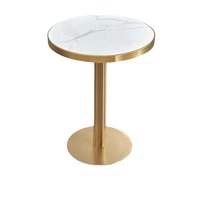 Table à manger ronde en marbre avec base en acier inoxydable, ensemble de salle à manger moderne et luxueux pour restaurant, maison, hôpital