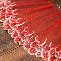 Dentelle brodée en plumes de paon colorées, écologique, 20 cm de large, tissu doux, pour vêtements de maison, lingerie, accessoires de poupée 3D