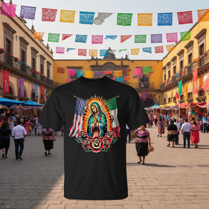 T-shirt Vierge de Guadalupe Vierge Marie drapeau mexicain américain - Product Image 3