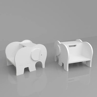 Tabouret d'appoint en bois multifonctionnel réglable pour enfants, chaise-échelle en bois, tabouret à 2 marches en forme d'éléphant