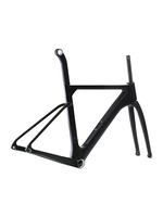 DELANHUWI Kit de cadre de vélo de course en fibre de carbone ultra-léger, avec guidon courbé, tige de selle, frein à disque et pignon traversant, BMX