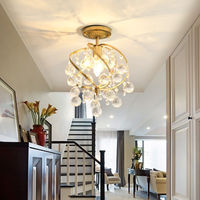Luminaires LED en cristal de style américain pour restaurants, chandeliers modernes et minimalistes pour couloirs et entrées, petits luminaires de plafond