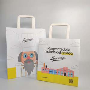 Sacs cadeaux en papier kraft blanc de luxe personnalisés KM, impression intégrale avec poignée, emballage artisanal pour boutique, personnalisation de votre propre logo - Product Image 4