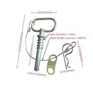 Goupilles de remorquage robustes 1/2 x 3 et clips de fixation avec ressorts pour connexions de remorquage, de crochets et <span class=keywords><strong>d</strong></span>'essieux - Product Image 4