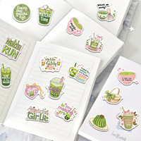 Pack d'autocollants découpés mignons Summer Fresh Matcha Girl pour agenda, journal, scrapbook, ordinateur portable, bagages et loisirs créatifs