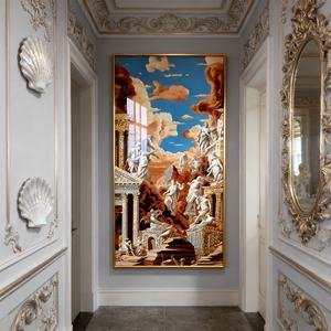 Horloge murale décorative d'art islamique, peinture murale LED en porcelaine de cristal, paysage de palais, décoration intérieure, personnalisation en gros - Product Image 4