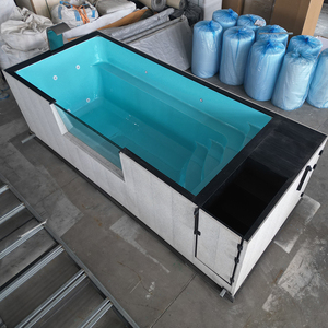 Piscine hors sol portable en fibre de verre avec terrasse, utilisable en extérieur, avec un ensemble de billard pour la famille - Product Image 4