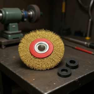 TTAKE Circular Brush Wavy Wire 250x25 Mm Steel Abrasive For Bench <b>Grinder</b> 32 Mm Arbor - Product Image 3