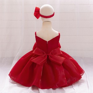 <span class=keywords><strong>Robe</strong></span> d'été, de printemps, d'automne et d'hiver en satin rouge pas cher sans manches pour bébés filles, vêtements pour bébés de 0 à 12 <span class=keywords><strong>mois</strong></span> - Product Image 4