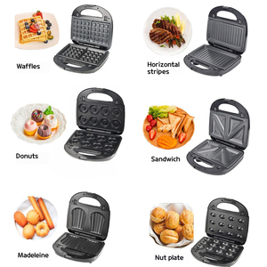 Grille-pain électrique à 2 tranches pour petit-déjeuner <span class=keywords><strong>Gaufrier</strong></span> professionnel <span class=keywords><strong>Noix</strong></span> Donut Sandwich Maker Grill avec plaques antiadhésives - Product Image 4