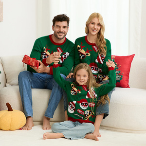 Nouveau <span class=keywords><strong>Pull</strong></span> Vert Tricoté en Acrylique Anti-Boulochage Hiver Noël 2025 pour <span class=keywords><strong>Femme</strong></span>, Homme et Enfant - Product Image 4