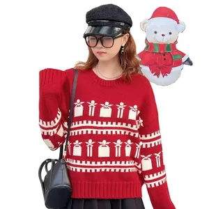 Autumn Winter Knitted Clothes Wholesale Long Sleeve O-neck Sweaters Ugly Ladies GirlS Loose Tops Women Male Christmas pullover