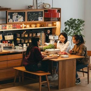 Nordic Style <b>Sideboard</b> Cherry Wood Modern <b>Kitchen</b> Storage Cabinet Base Cabinets Integrated Wall Cabinet - Product Image 2