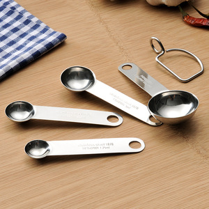 304 Stainless Steel Measuring Spoons Set 5pcs Food Grade Kitchen Baking Tools With Hook - Product Image 2