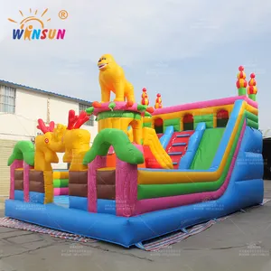 Produttore gonfiabile facile stoccaggio grande castello di scivolo gonfiabile giochi all'aperto bouncer house slide combo per bambini