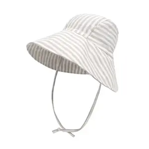 Wholesale New Quality Cotton Linen Spring Summer Outdoor Dress Baby Sun Hat Breathable Toddler Kids Beach Wide Brim Bucket Hat