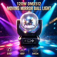 Projecteur LED mobile 120W avec boule miroir DMX512, rotateur en verre M25 pour DJ, soirées, bars, clubs, mariages