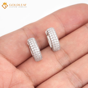 Pendientes de Aro Redondos de Plata de Ley S925 con Diamantes de Moissanita y Hoja de Oro, Joyería Moderna Fina Personalizada para Mujer - Product Image 2