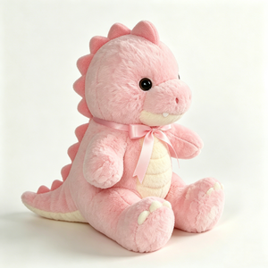 Customized Pink Dinosaur Plush - Soft Fluffy T-Rex Stuffed Animal with Pink Bow, <b>Cute</b> Big Eye Toy for Girls & Kids - Product Image 6