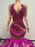 Robe de soirée sirène moulante Ocstrade en strass, avec plumes d'autruche ombrées et longue traîne, sans manches, pour bal de promo, collection luxe 2026