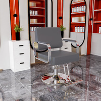 Fauteuil de salon de coiffure pivotant et réglable en hauteur, en acier inoxydable noir, avec siège en similicuir, design moderne