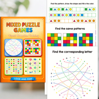 Livre d'activités de puzzle mixtes pour enfants, entraînement à l'attention visuelle, recherche et découverte, entraînement cérébral
