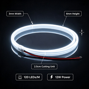 Tira de LED COB Ultra Estrecha de 3mm, 12V, Silicona, 3000K 4000K 6000K, Flexible y Cortable, para Iluminación de Armarios y Guardarropas - Product Image 5