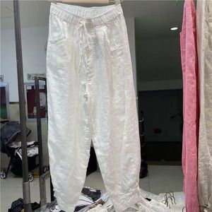 Women's Cotton Linen Trousers Casual Harem Pants Loose Fit Breathable White Rose Pink Heather Color QY-709 - Product Image 4
