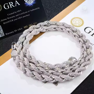 Vente en gros de bijoux en moissanite couleur D VVS pour hommes, style Hip Hop, en argent S925, comprenant chaîne, bracelet maille cubaine, bracelet tennis glacé et collier corde - Product Image 4