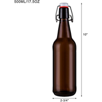 Bouteille de bière en verre ambre, avec bouchon en caoutchouc hermétique, pour brassage à domicile, 15 ml, 16 oz